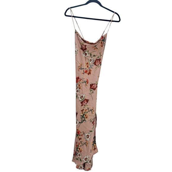 ASTR Gaia Side-Slit Midi Dress Cowl Neck Sleeveless Floral Dark Blush Size L NWT - Picture 5 of 10